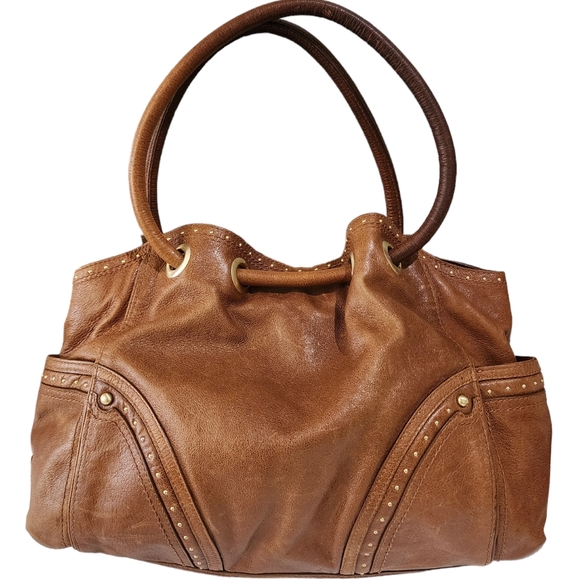 Cole Haan 100% Leather Brown Village Grommet Hobo Bag Medium Size - Picture 10 of 16